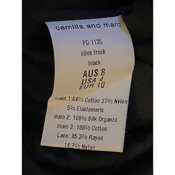 Camilla and Marc Olive Size 4 Runway Frock Lace Applique Bustier Black Dress New - Picture 10 of 11